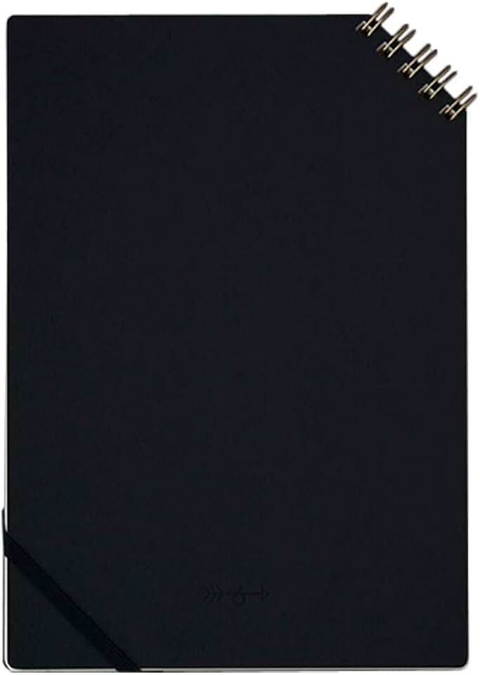 Notebook em anel japonês, preto, liso