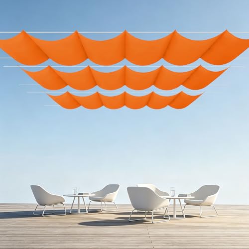 Voile ombrage rétractable vague bâche imperméable jardin oeillets cordons - 2