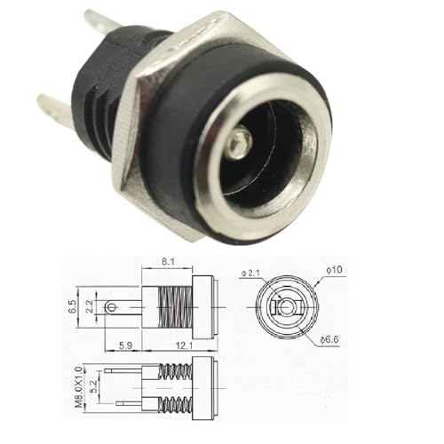 10 piezas conector hembra DC 5.5x2.1mm miniatura 2