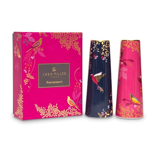 Sara Miller London Salt and Pepper Shaker Set Gift Boxed, Blue & Pink