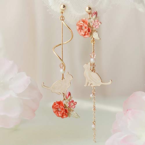 Pink Flower Pearl Sakura Leaf Earrings Ginkgo Biloba Cat Fairy Flower Statement Earrings For Women3