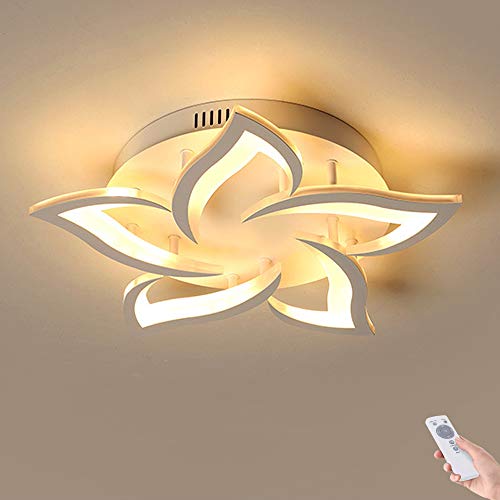 Plafonnier LED fleur 5 têtes en acrylique blanc avec gestion à distance