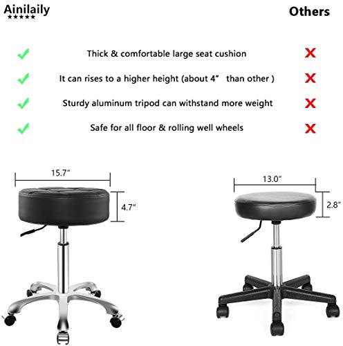 Rolling Adjustable Stool for Work Medical Tattoo Salon Office,Heavy Duty Esthetician Hydraulic Chair Stool with Wheels (Black) - Thumbnail 4
