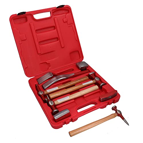 AB Tools-Neilsen Kit de reparación de carrocerías Desabollado Hickory martillos Plataformas rodantes de moldeo Encogimiento 9pc