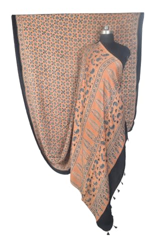 Image of Ethnics of Kutch Womenss Ajrakh Modal Silk Natural Dye Hand Block Print Saree with Blouse Piece - 5.5 Mtr Length