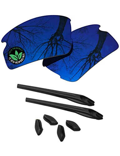 Image of Raydi Polycarbonate Replacement Lenses & Rubber Kits for Oakley Flak 2.0 S OO9511 Rectangular Sunglasses - Trail Blue Mirror - Polarized