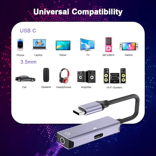 Image of Verilux 2 in 1 Type C to USB Adapter with 3.5mm Jack, PD 30W Type C Cable Fast Charging, Support Charging and Calling to Work at The Same Time Compatible with iPhone 16 /15, Galaxy S25 /S24 /S23
