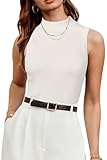 Arach&Cloz 2026 Tank Tops for Women Spring Summer Sleeveless Sweater Tops Vest High Mock Neck Soft Dressy Business Casual Outfits Trendy Capsule Wardrobe Slim Work White Tank Top Woman M