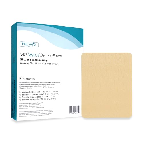 MedVanceTM Silikon - Schaumabsorbierender Verband mit Silikonkleber 10 cm x 12.5 cm Packung mit 5 Wundverbänden