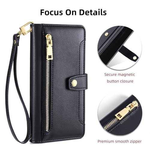 Coque cuir PU Motorola Moto G51 style sac à main - Finition noire premium - 3