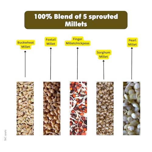 Ecomytra Sprouted Super Millets Mix Flour – 100% Sprouted Ancient Millet Grains – Gluten Free, High Fiber, Plant Based & Non-GMO – No Preservatives – Perfect for Rotis, Dosa, Porridge & Baking – 1lb (454g)