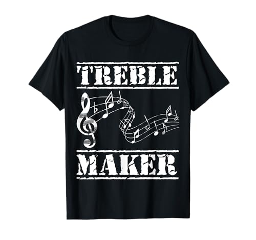 Juego de palabras divertido con notas clave de bajo de Treble Maker Trouble Camiseta