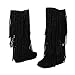 gongxifacai Womens Fringe Western Boots Fashion Hidden Heel Knee-high Boots