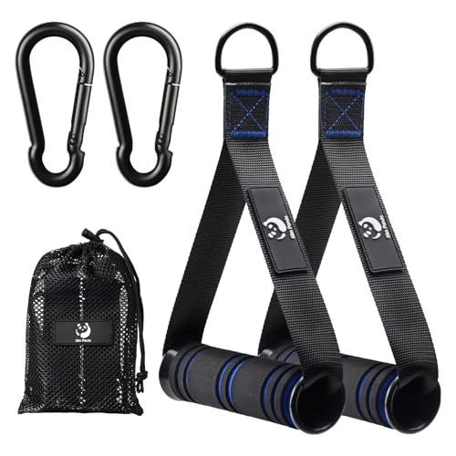 Slim Panda Einhandgriffe Set (2 Stück) für Widerstandsbänder & Krafttraining, Latzug Griff Edelstahl D-Ring, Kabelzug Seilzug Zubehör, Fitnessband Griffe