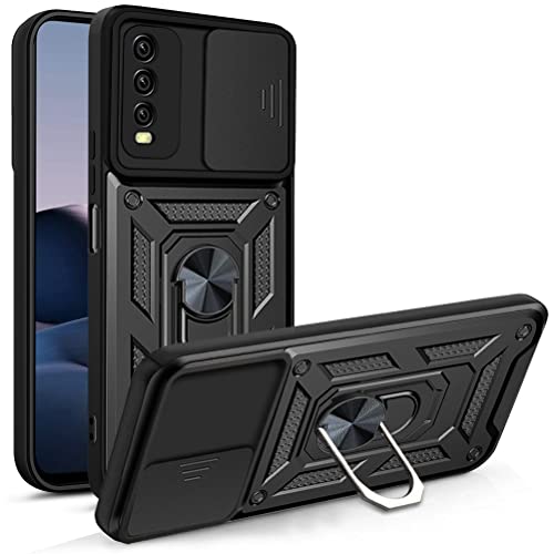 bojioderf Compatible with OnePlus Nord CE4 Lite 5G Case,Compatible with Oppo K12x (China) 5G PJT110 Magnetic Bracket [PC+TPU] 2 in 1 Slide Lens Black