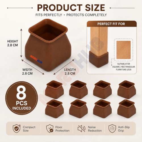 Image of MaruHub Non Slip Furniture Pads for Hardwood Floors, Furniture Leg Protectors for Chair, Table, Sofa, Self Adhesive Rubber Pads to Prevent Floor Scratches & Reduce Noise (Black, Model 18)