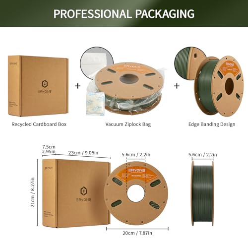 Image of ERYONE PLA Filament 3D Printer PLA Filament 1.75mm + /- 0.03mm, PLA Filament 1KG Cardboard Spool(2.2LBS), Army Green