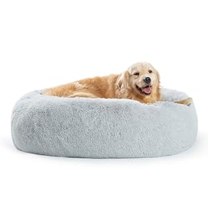 SAVFOX Plush Calming Dog Beds, Donut Dog Bed for Small Dogs, Medium, Large & X-Large, Comfy Cuddler Dog Bed and Cat Bed in Faux Fur, Washable Dog Bed, Multiple Sizes S-XXL