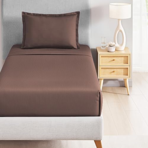 Image of myTrident Bedsheet for Single Bed Cotton| 210 TC | 60 inch x 90 inch | Biscotti