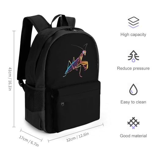 Praying Mantis Bug 17 Inch Laptop Backpack Large Capacity Daypack Travel Shoulder Bag for Men&Women2