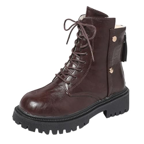 Bottes d'hiver pour femme haut plat anti-froid style britannique à lacets