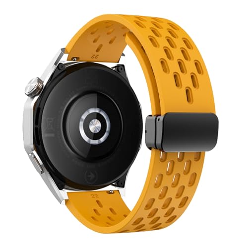 Bracelet de montre 22mm pour Huawei GT 5 46mm silicone sport jaune
