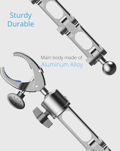 Image of Rear View Mirror Phone Holder Mount for Car, Aluminum Multi-Directional metal arms and 360-degree Rotatable Retractable, Auto Essentials Accessories Compatible with iphone android phones (Silver)