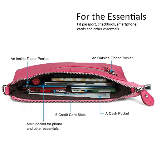 Image of befen Genuine Leather Wristlet Clutch Wallet Purses Small Crossbody Bags for Women with RFID Blocking Card Slots