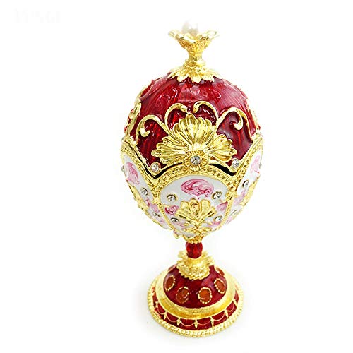 LUCY STORE Metal Eggs Painted Ornaments Crafts Creative Home Gifts Diamond Jewelry Box 6.5 14.3CM