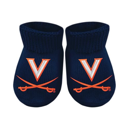 Creative Knitwear College Baby NCAA Officially Licensed Baby Bootie Sock - Virginia Cavaliers Logo - Navy - Newborn - 6 Months