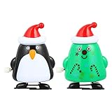 STOBOK 2 Stücke Tiere Aufziehspielzeug Penguin Figur Dekofigur Aufziehfigur Weihnachtsfiguren Weihnachten Deko Figuren Kleine Geschenke für Kinder Baby Wind Up Uhrwerk Spielzeug, Zufälliger Stil