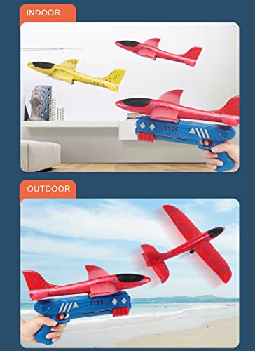 kizh Airplane Launcher Toy,2 Pack Flight Mode Throwing Foam Glider Catapult Plane Toy for Kids One-Click Ejection Shooting Game Birthday for 4 5 6 7 8 Year Old Boys and Girls