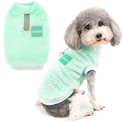 Zunea Fleece Dog Jumper Winter Warm Sweater Jumpers for Small Dogs Soft Fuzzy Puppy Clothes with D-Ring for Harness Leash Pullover Jacket Coat Cold Weather Pet Girl Boy Chihuahua Cats Apparel Green M