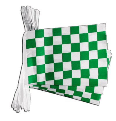 Guirlande drapeau damier vert et blanc de 5,9 m idéale pour pique-nique