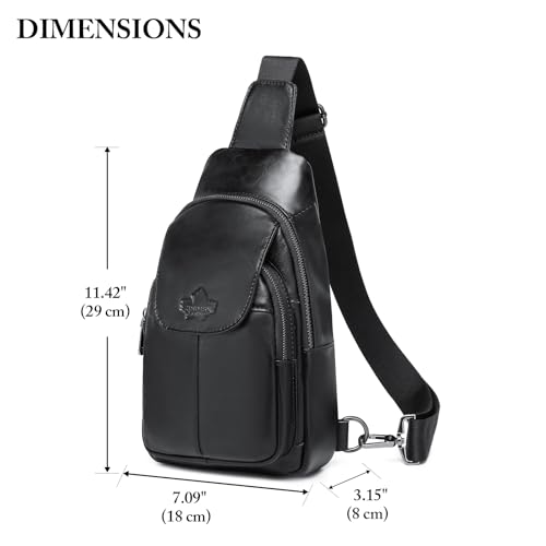 Genuine Leather Sling Bag for Men and Women Crossbody Shoulder Chest Bag for Hiking Travel Daypack2