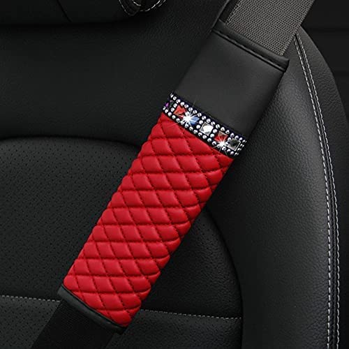 Almohadillas para cinturón de Seguridad de Coche, Protector de cinturón de Seguridad Suave y cómodo, Fundas para Correa de Hombro, Piel con Diamantes de imitación, Transpirable, para cinturón de seg