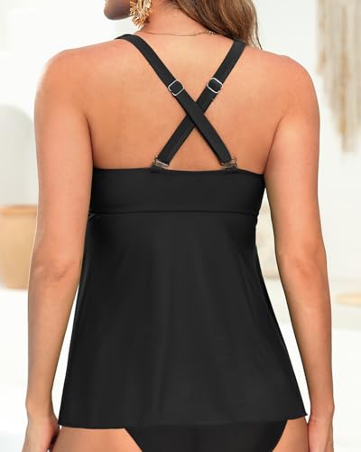 Tempt Me Women Tankini Top Only Flowy Swim Tops V Neck Bathing Suit Top2