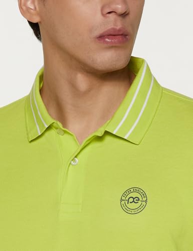 Image of Peter England Men's Regular Fit Insignia Half Sleeve Polo T-Shirt | Cotton Rich | Premium Pique Weave
