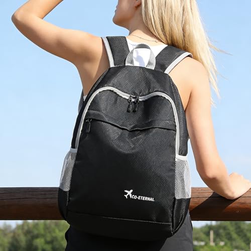 Mochila ligera plegable 20L resistente al agua negra miniatura 5