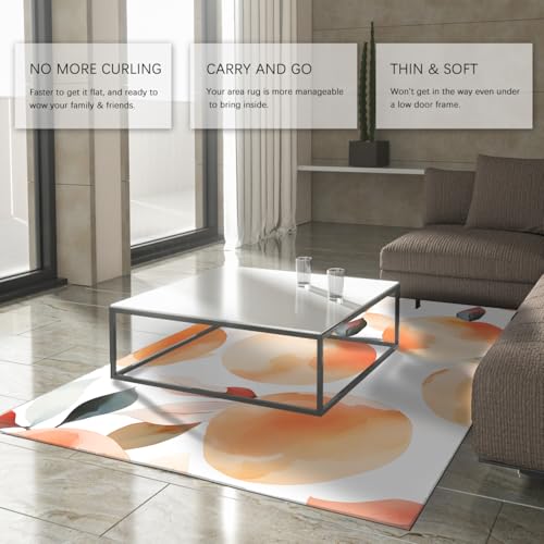 Tapis antidérapant salon lavable en machine 140x200 imprimé fruit orange moderne