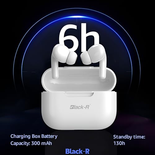 Image of Black-R Truly Wireless Bluetooth in Ear Earbuds with Active Noise Cancellation Buds, Bombastic Bass, Type C Fast Charging, 4Mics for Calling, v5.4 Bluetooth TWS, Wireless Earphones with mic, White