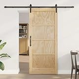 Gecheer Schiebetür Natur und Schwarz 86 x 198,5 cm, Schiebetüren Einzelne Innentüren für...