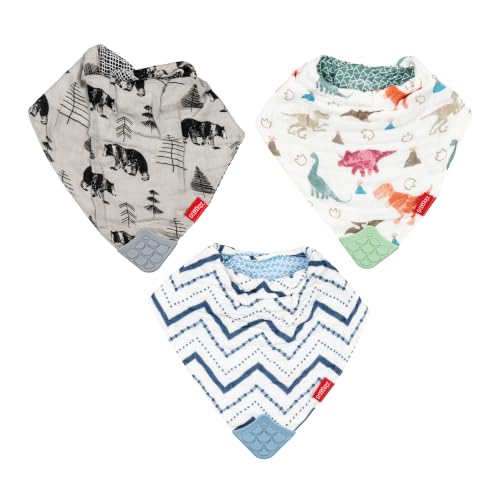 Image of Nuby Baby Bibs - 3 Pc Muslin Bibs - Reversible 100% Natural Cotton Teething Accessory for Girls and Boys, Baby Essentials