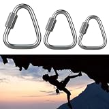 BildeeMait Dreieck Karabiner aus Edelstahl, Verriegelung, Kletterhaken, Feuerwehr, Höhlenarbeit, Höhenarbeit, Sicherheitsverbindung, Silber, 6 mm
