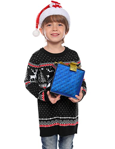 Image of Cowasto Mens Crewneck Christmas Sweater Family Matching Sets Knitted Sweater Pullover