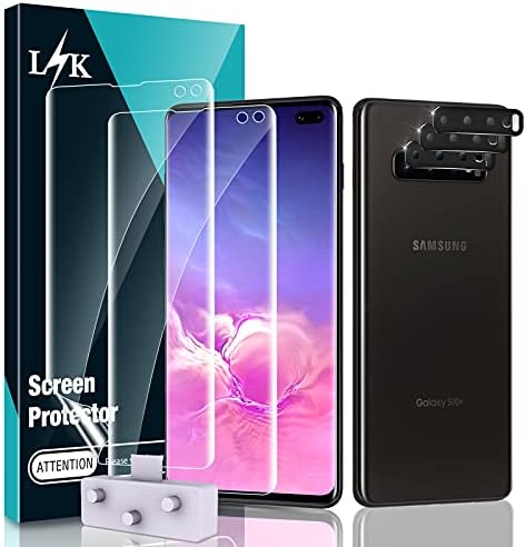 [2+3 Pack] LϟK Designed for Samsung Galaxy S10 Plus 6.4 inch, 2 Pcs Flexible TPU Screen Protector + 3 Pcs Camera Lens Protector [Ultrasonic Fingerprint Support] Locate Tool Precise Alignment, Only for Galaxy S10 Plus