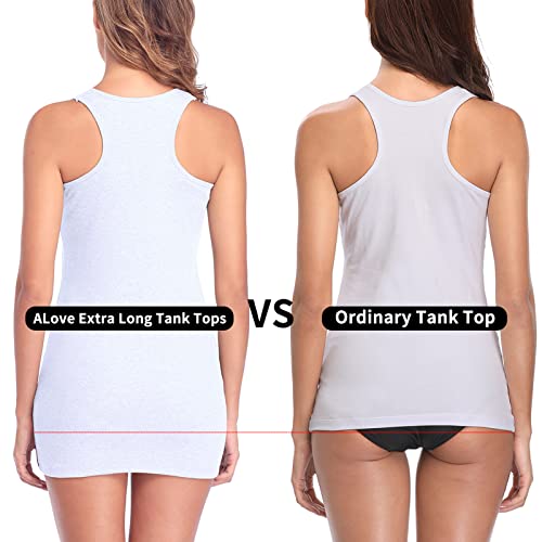 Image of ALove Womens Extra Long Tank Tops with Shelf Bra Ribbed Camisoles Undershirts