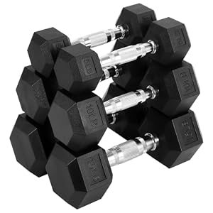 Hex Dumbbells Set for Home Gym – PVC/PEV Coated, Anti-Roll Design, Non-Slip Grip, Cast Iron Core – Versatile Strength Training Weights, 100LB Total (25LB×2+30LB×2)