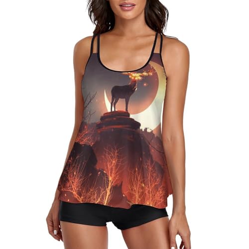 Tankini ensemble bikini avec short de garçon Élan De Flamme robe de plage