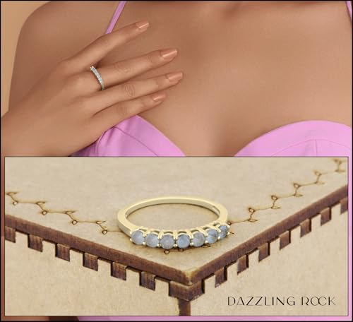 Dazzlingrock Collection 14K Ladies 7 Stone Bridal Wedding Band Anniversary Ring, Yellow Gold4